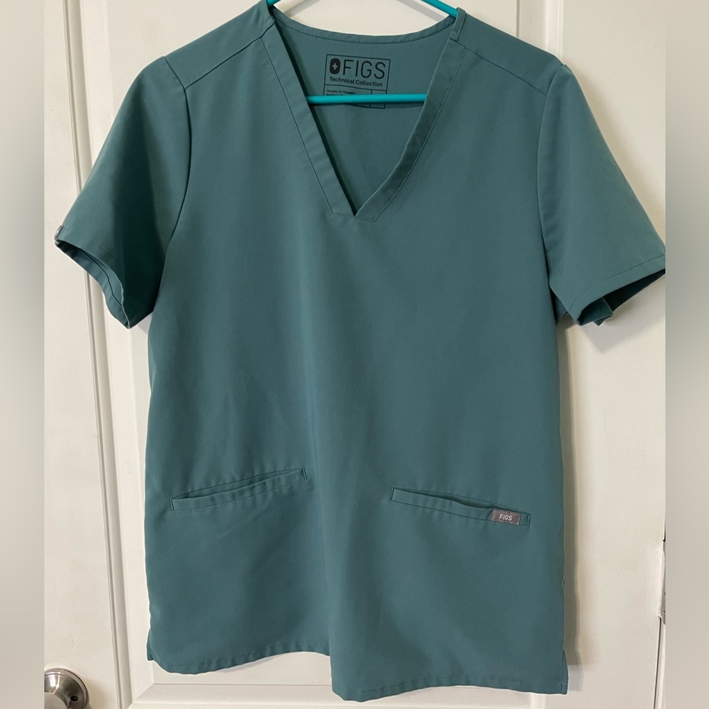 Figs Teal Scrub Top